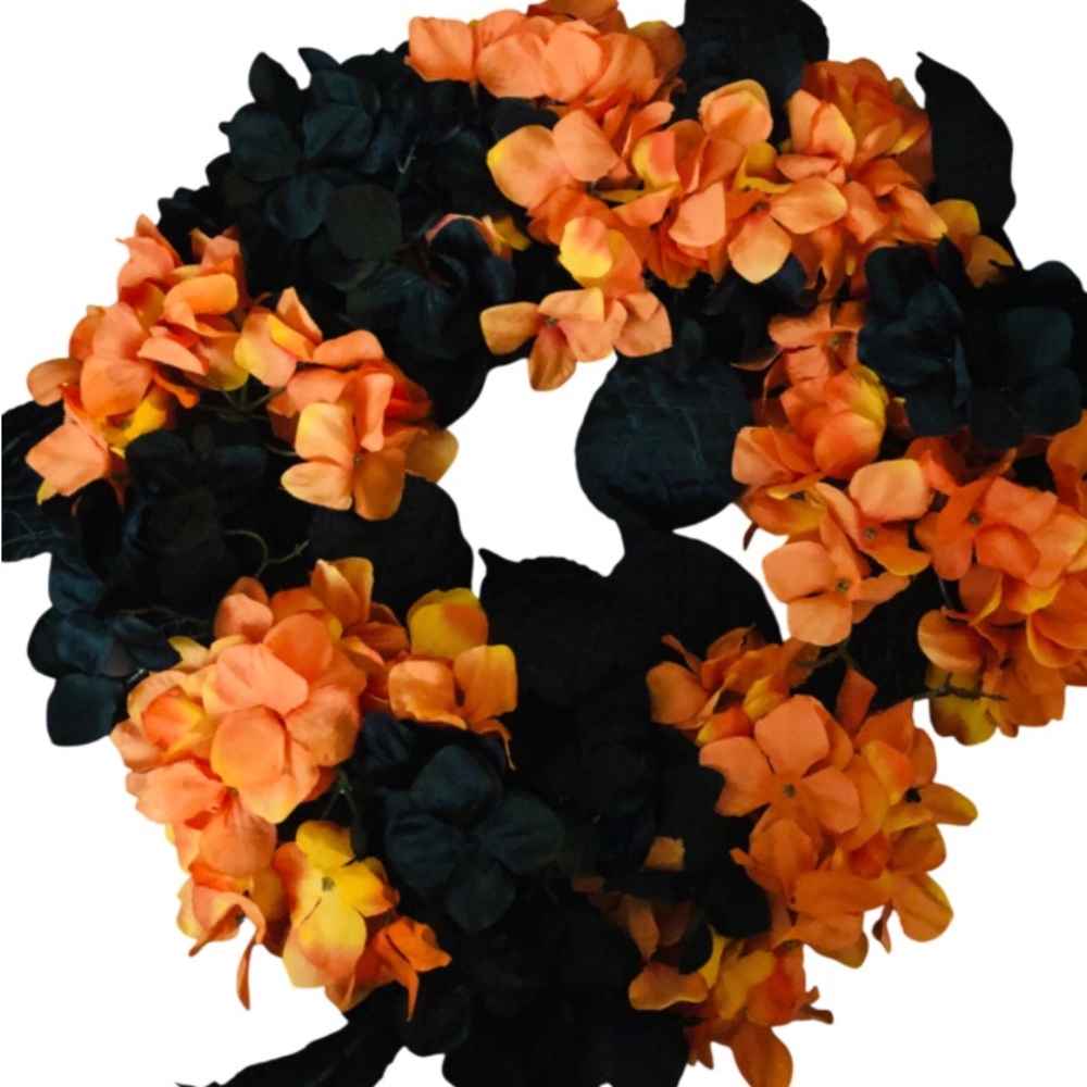 Martha Stewart Halloween Orange and Black Floral Wreath